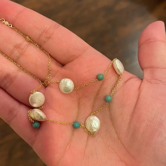 Solid 14k Gold Pearl Necklace